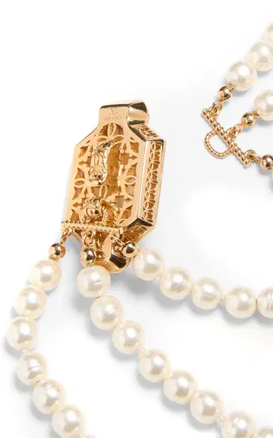 Valentino Garavani Necklace Pas Plus Metallo Smalto Strass Perla | Thumbnail 4