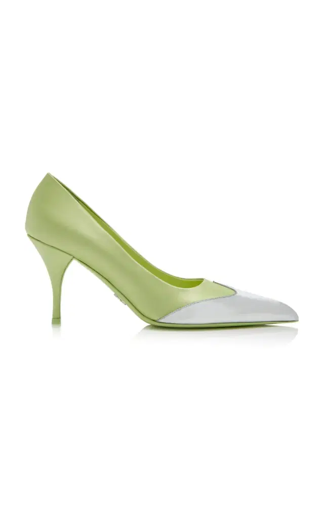 Leather-Tipped Satin Pumps