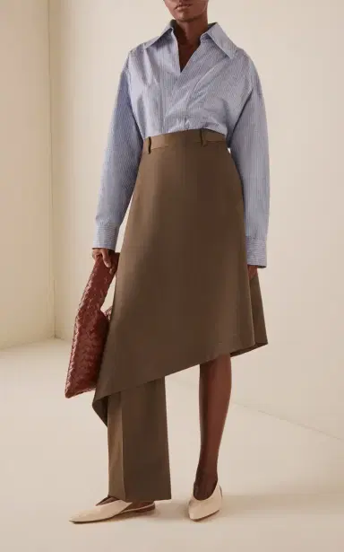 Bottega Veneta Wool Chevron Asymmetric Pantaskirt | Thumbnail 2 Bottega Veneta Wool Chevron Asymmetric Pantaskirt | Thumbnail 2