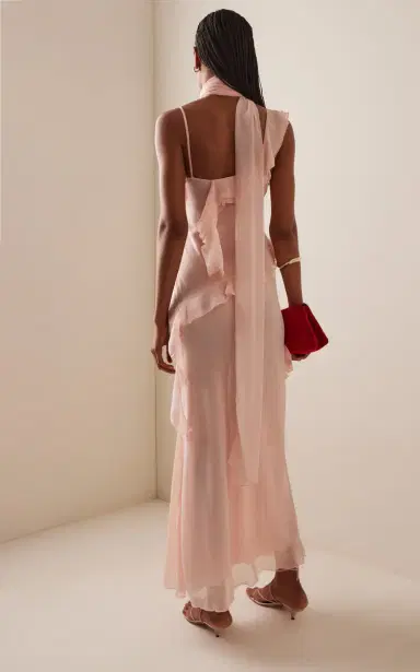 SIEDRÉS Exclusive Monica Scarf-Neck Ruffled Georgette Maxi Dress | Thumbnail 4 SIEDRÉS Exclusive Monica Scarf-Neck Ruffled Georgette Maxi Dress | Thumbnail 4