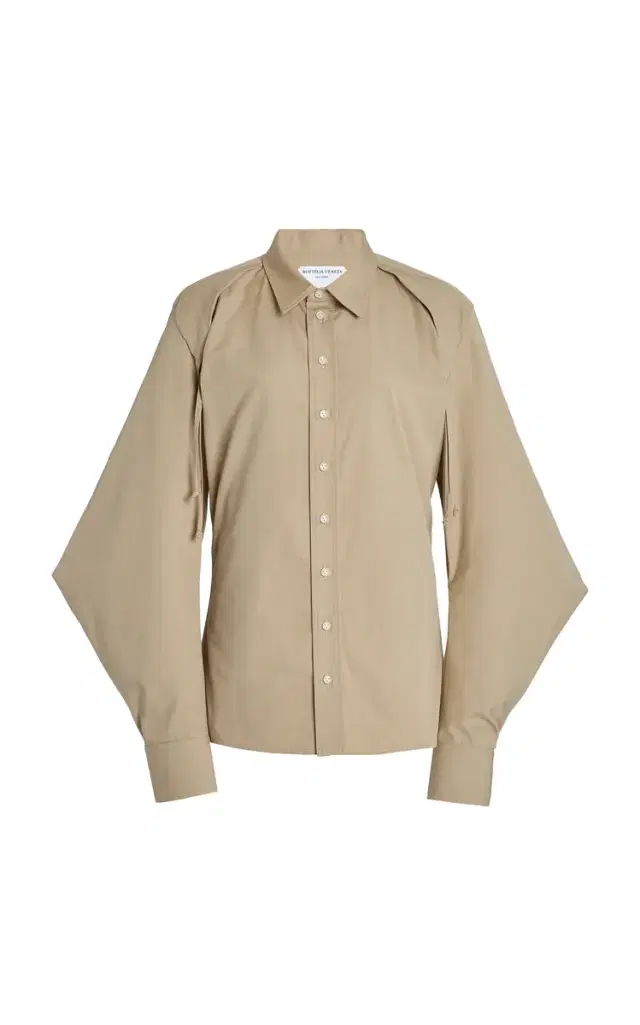 Bottega Veneta Cape-Sleeve Cotton-Blend Poplin Shirt
