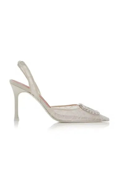 Amina Muaddi Camelia Lace Slingback Pumps | Thumbnail 1 Amina Muaddi Camelia Lace Slingback Pumps | Thumbnail 1