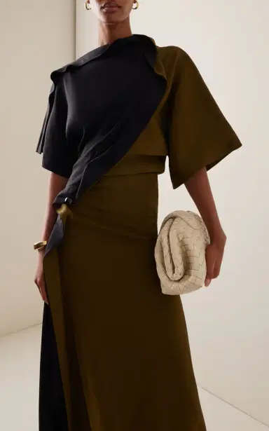 Bottega Veneta Pierced Draped Crepe Midi Dress | Thumbnail 4 Bottega Veneta Pierced Draped Crepe Midi Dress | Thumbnail 4