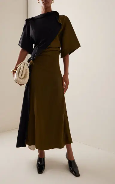 Bottega Veneta Pierced Draped Crepe Midi Dress | Thumbnail 5 Bottega Veneta Pierced Draped Crepe Midi Dress | Thumbnail 5