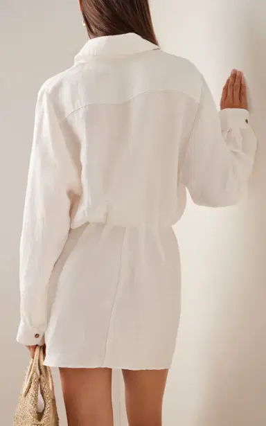 Anemos The L.A. Linen-Blend Mini Wrap Shirt Dress | Thumbnail 4 Anemos The L.A. Linen-Blend Mini Wrap Shirt Dress | Thumbnail 4