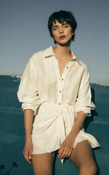Anemos The L.A. Linen-Blend Mini Wrap Shirt Dress | Thumbnail 5 Anemos The L.A. Linen-Blend Mini Wrap Shirt Dress | Thumbnail 5