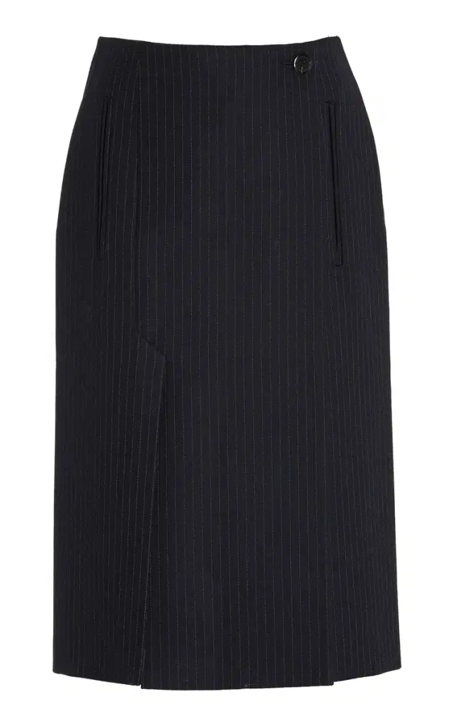 Pinstriped Wool Midi Skirt