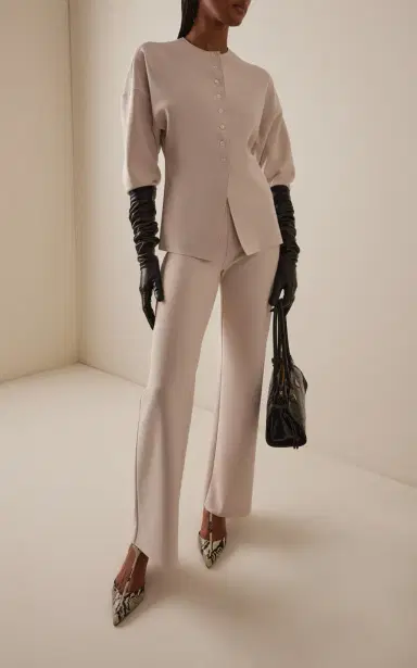 BIRROT Exclusive Lay2 High-Rise Bonded-Crepe Straight-Leg Trousers | Thumbnail 2 BIRROT Exclusive Lay2 High-Rise Bonded-Crepe Straight-Leg Trousers | Thumbnail 2