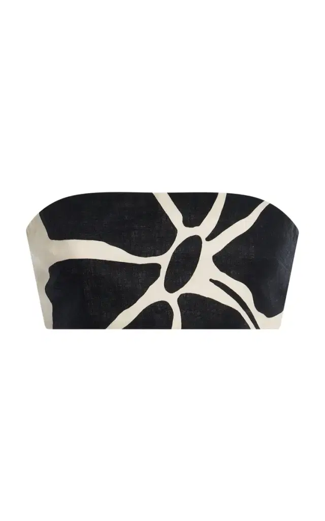 Cala de la Cruz Santa Cruz Printed Linen Bandeau Top