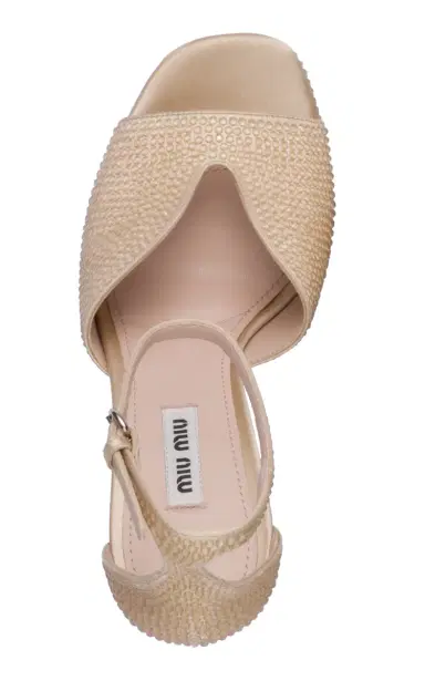 Miu Miu Crystal-Embellished Satin Platform Sandals | Thumbnail 5