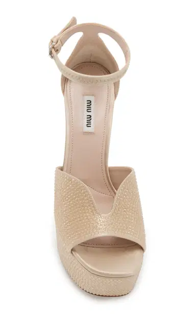 Miu Miu Crystal-Embellished Satin Platform Sandals | Thumbnail 6