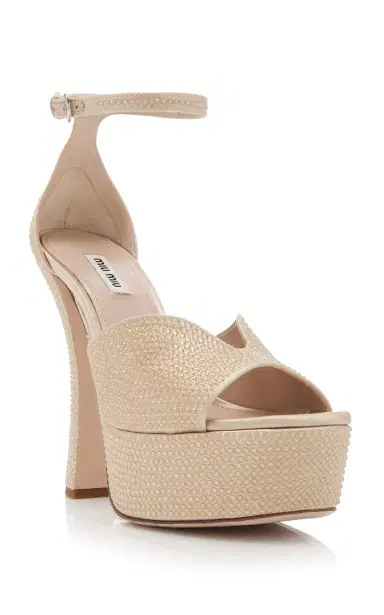 Miu Miu Crystal-Embellished Satin Platform Sandals | Thumbnail 7