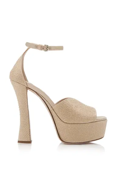Miu Miu Crystal-Embellished Satin Platform Sandals | Thumbnail 9