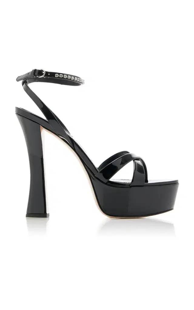 Miu Miu Décolleté Crystal-Embellished Leather Platform Sandals