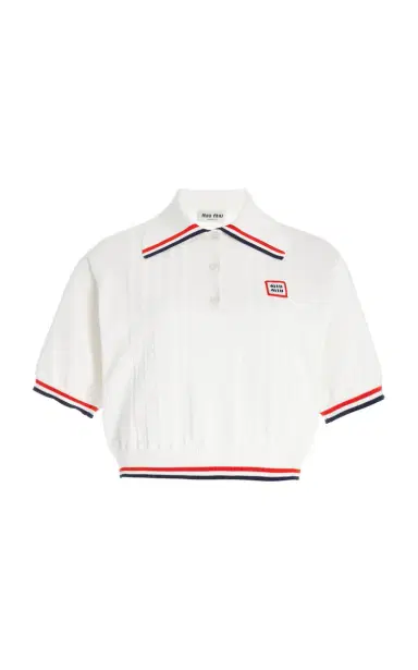 Miu Miu Silk-Cotton Polo Sweater | Thumbnail 1 Miu Miu Silk-Cotton Polo Sweater | Thumbnail 1