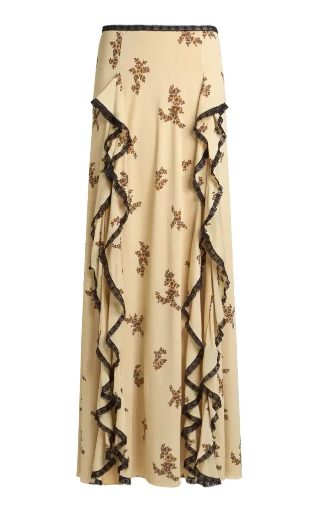 Ruffled Crepe Maxi Skirt