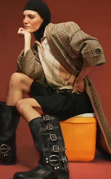 Miu Miu Single-Breasted Tartan Coat | Thumbnail 2 Miu Miu Single-Breasted Tartan Coat | Thumbnail 2