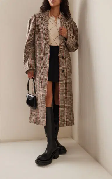 Miu Miu Single-Breasted Tartan Coat | Thumbnail 3 Miu Miu Single-Breasted Tartan Coat | Thumbnail 3