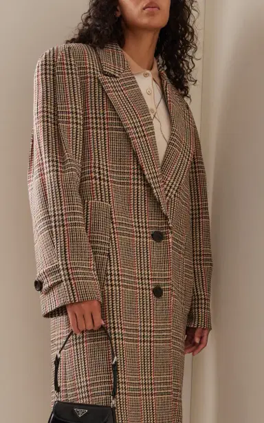 Miu Miu Single-Breasted Tartan Coat | Thumbnail 4 Miu Miu Single-Breasted Tartan Coat | Thumbnail 4