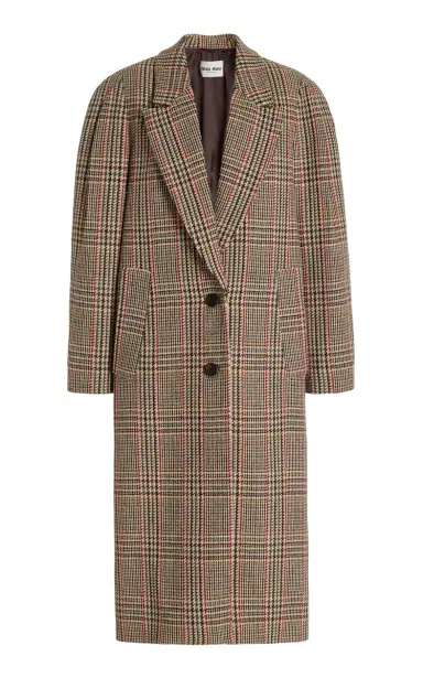 Miu Miu Single-Breasted Tartan Coat | Thumbnail 7 Miu Miu Single-Breasted Tartan Coat | Thumbnail 7