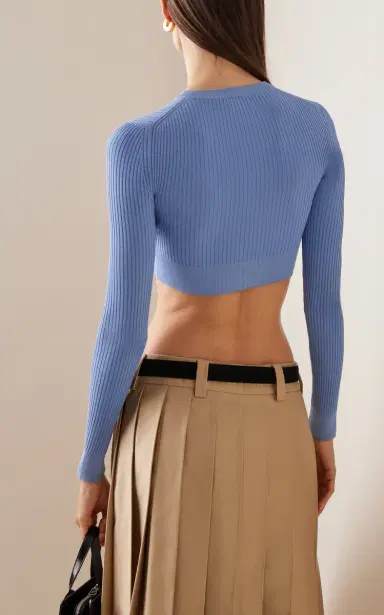 Miu Miu Ribbed-Knit Cropped Cardigan | Thumbnail 4 Miu Miu Ribbed-Knit Cropped Cardigan | Thumbnail 4