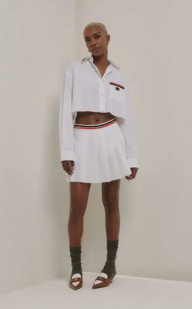 Miu Miu Pleated Poplin Mini Skirt | Thumbnail 2 Miu Miu Pleated Poplin Mini Skirt | Thumbnail 2