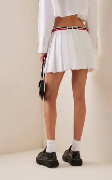 Miu Miu Pleated Poplin Mini Skirt | Thumbnail 5 Miu Miu Pleated Poplin Mini Skirt | Thumbnail 5