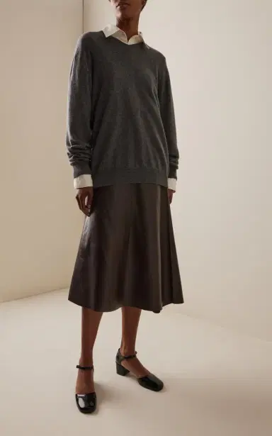 The Row Hedora Leather Midi Skirt | Thumbnail 2