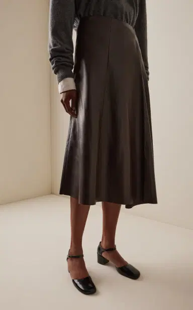 The Row Hedora Leather Midi Skirt | Thumbnail 3