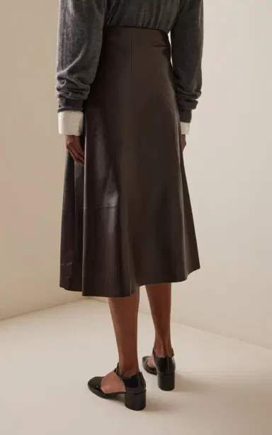 The Row Hedora Leather Midi Skirt | Thumbnail 4