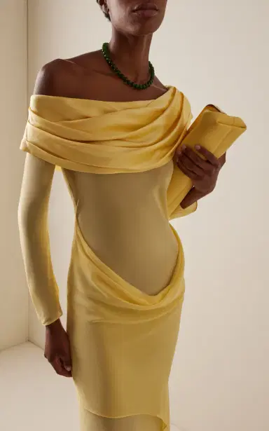 Christopher Esber Exclusive Draped Off-The-Shoulder Silk Maxi Dress | Thumbnail 3