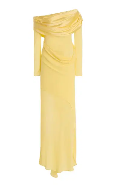 Christopher Esber Exclusive Draped Off-The-Shoulder Silk Maxi Dress | Thumbnail 1