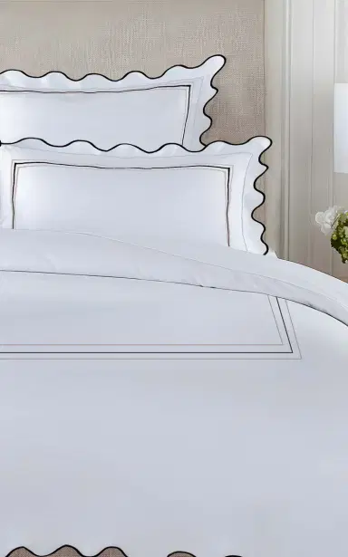 THE LINO 3 Lines and Waves Cotton Percal King Duvet - Green | Thumbnail 5