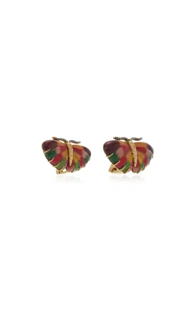 Silvia Furmanovich Marquetry Butterfly Orange Earrings | Thumbnail 3