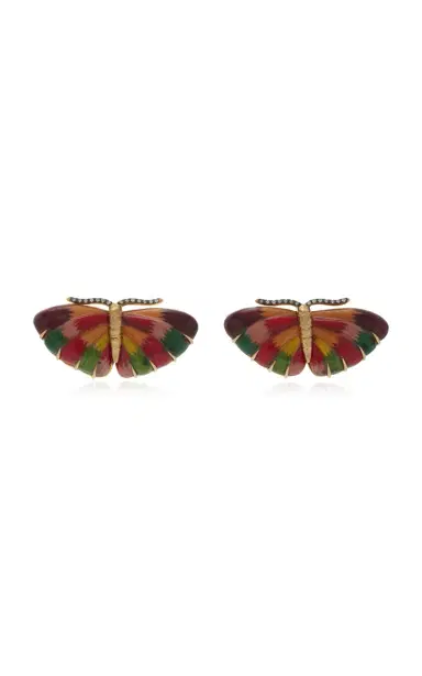 Silvia Furmanovich Marquetry Butterfly Orange Earrings | Thumbnail 4
