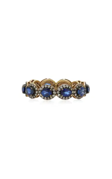 Amrapali 18K Yellow Gold Black Rhodium With Blue Sapphire Mini Rajasthan Ring | Thumbnail 4