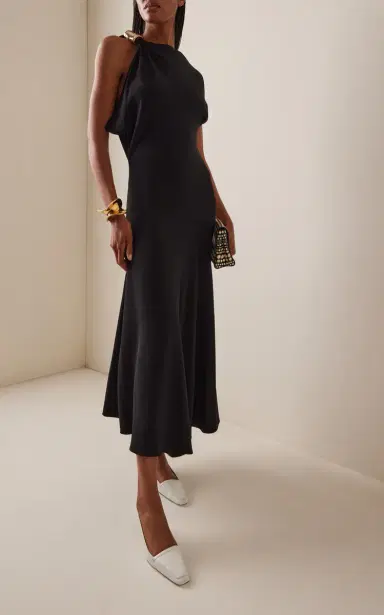 Proenza Schouler Rue Asymmetric Crepe Midi Dress | Thumbnail 2