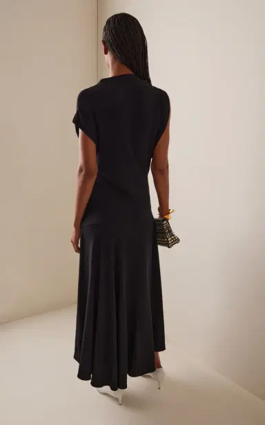 Proenza Schouler Rue Asymmetric Crepe Midi Dress | Thumbnail 4