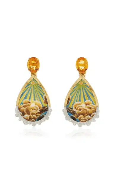 Silvia Furmanovich 18K Yellow Gold Sun King Painting Earrings | Thumbnail 1