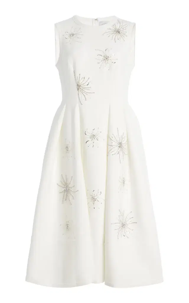 Huishan Zhang May Crystal-Embellished Scuba Midi Dress