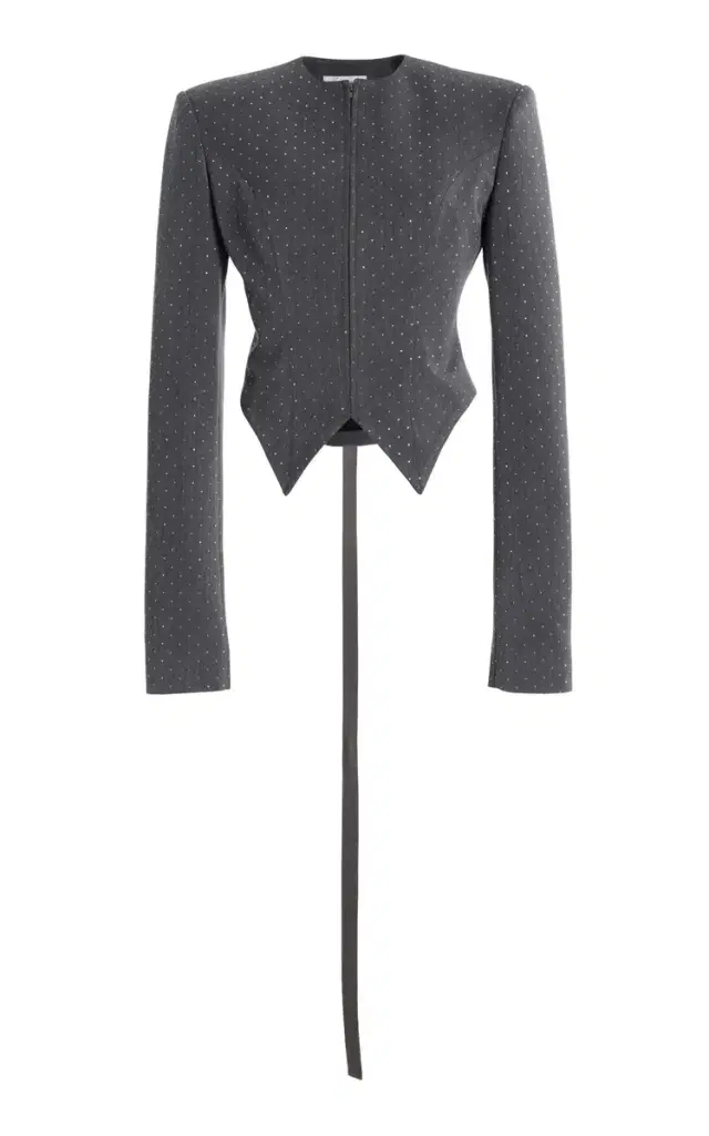 LaQuan Smith Crystal-Embellished Suiting Blazer