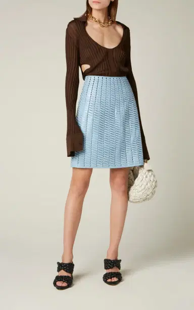 Bottega Veneta Woven Leather Mini Skirt | Thumbnail 2