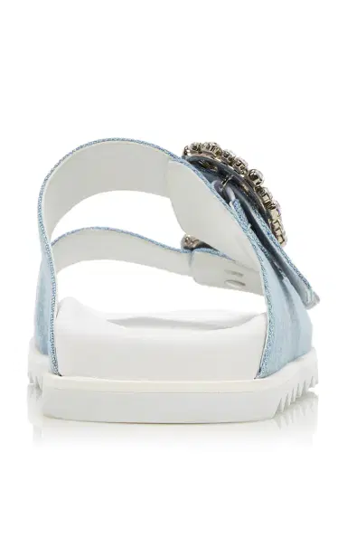Roger Vivier Slidy Viv' Buckle-Embellished Denim Sandals | Thumbnail 4