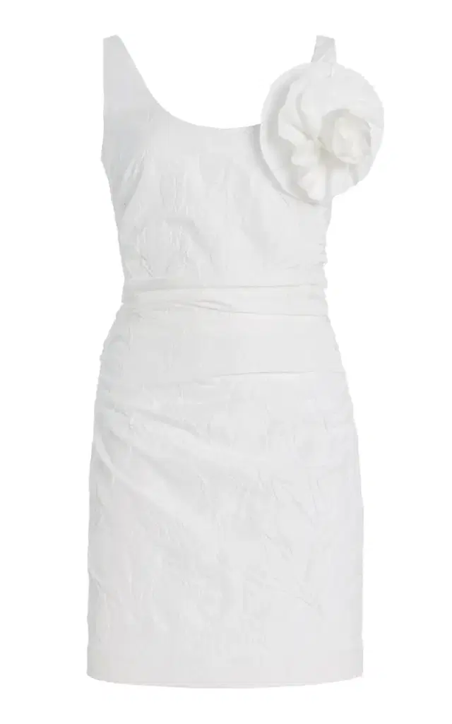 Bernadette Gisele Brooch-Detailed Camellia-Embossed Mini Dress