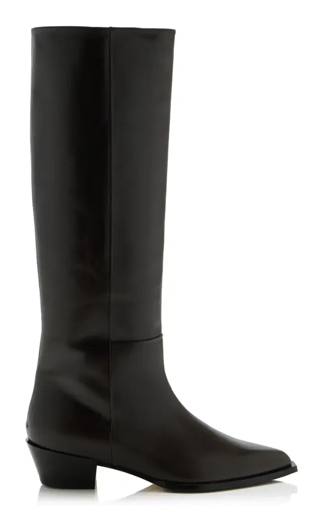Arla Leather Western Knee Boots - Brown