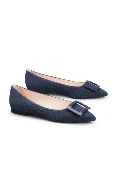 Roger Vivier Gommettine Denim Flats | Thumbnail 5 Roger Vivier Gommettine Denim Flats | Thumbnail 5