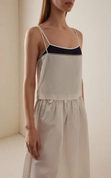 Miu Miu Buttoned Cotton-Linen Mini Dress | Thumbnail 3 Miu Miu Buttoned Cotton-Linen Mini Dress | Thumbnail 3
