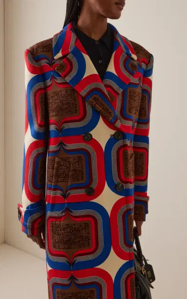 Miu Miu Archive-Printed Wool-Natté Double-Breasted Coat | Thumbnail 3 Miu Miu Archive-Printed Wool-Natté Double-Breasted Coat | Thumbnail 3
