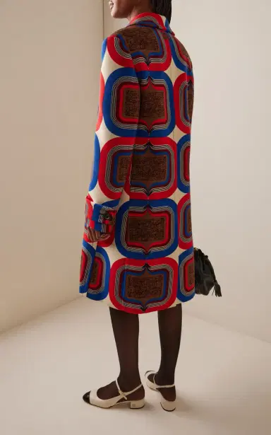 Miu Miu Archive-Printed Wool-Natté Double-Breasted Coat | Thumbnail 4 Miu Miu Archive-Printed Wool-Natté Double-Breasted Coat | Thumbnail 4