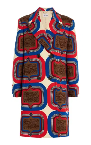 Miu Miu Archive-Printed Wool-Natté Double-Breasted Coat | Thumbnail 6 Miu Miu Archive-Printed Wool-Natté Double-Breasted Coat | Thumbnail 6